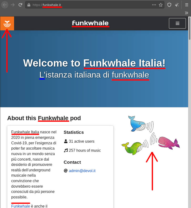 Misleading wordings by FunkwhaleIt and use of Funkwhale identity.